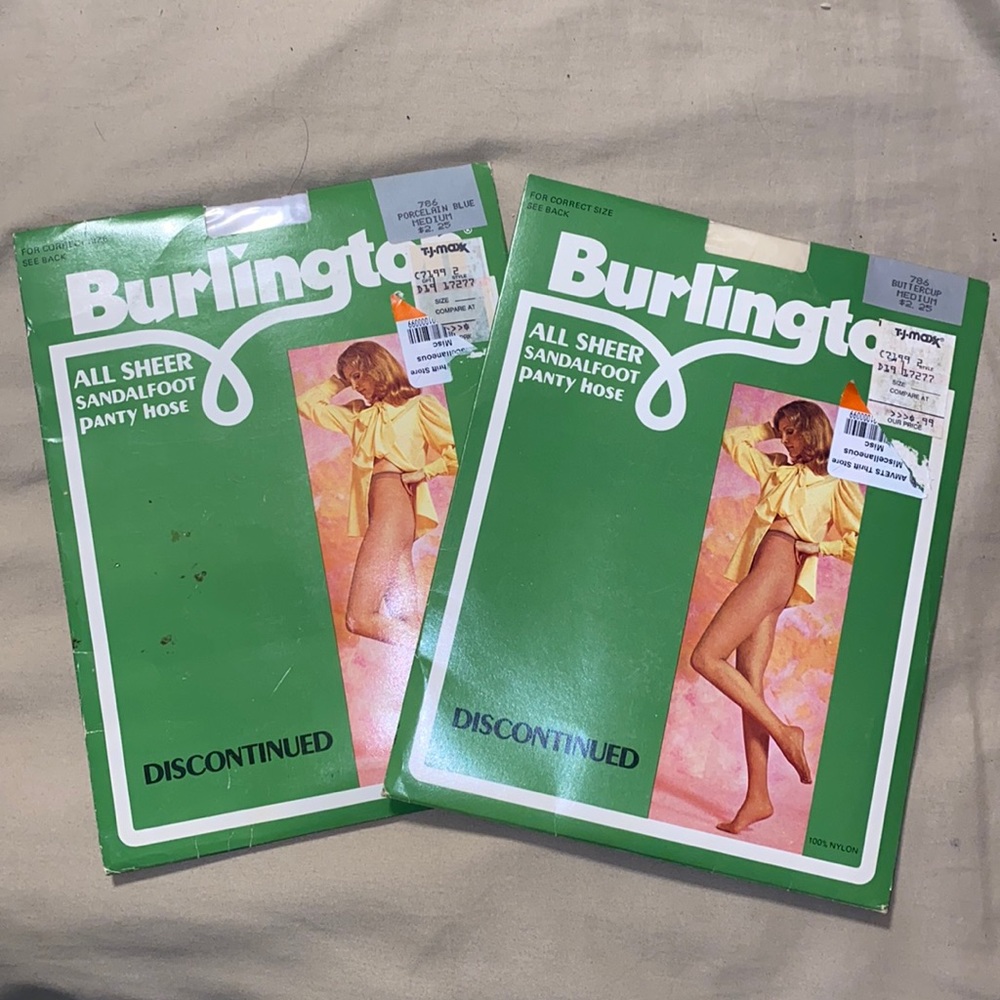 Vintage Burlington All Sheer Sandal‎ foot Panty Hose Medium buttercup por…